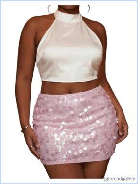 Plus Size Sequin Mini Skirt Bodycon Party Night Out